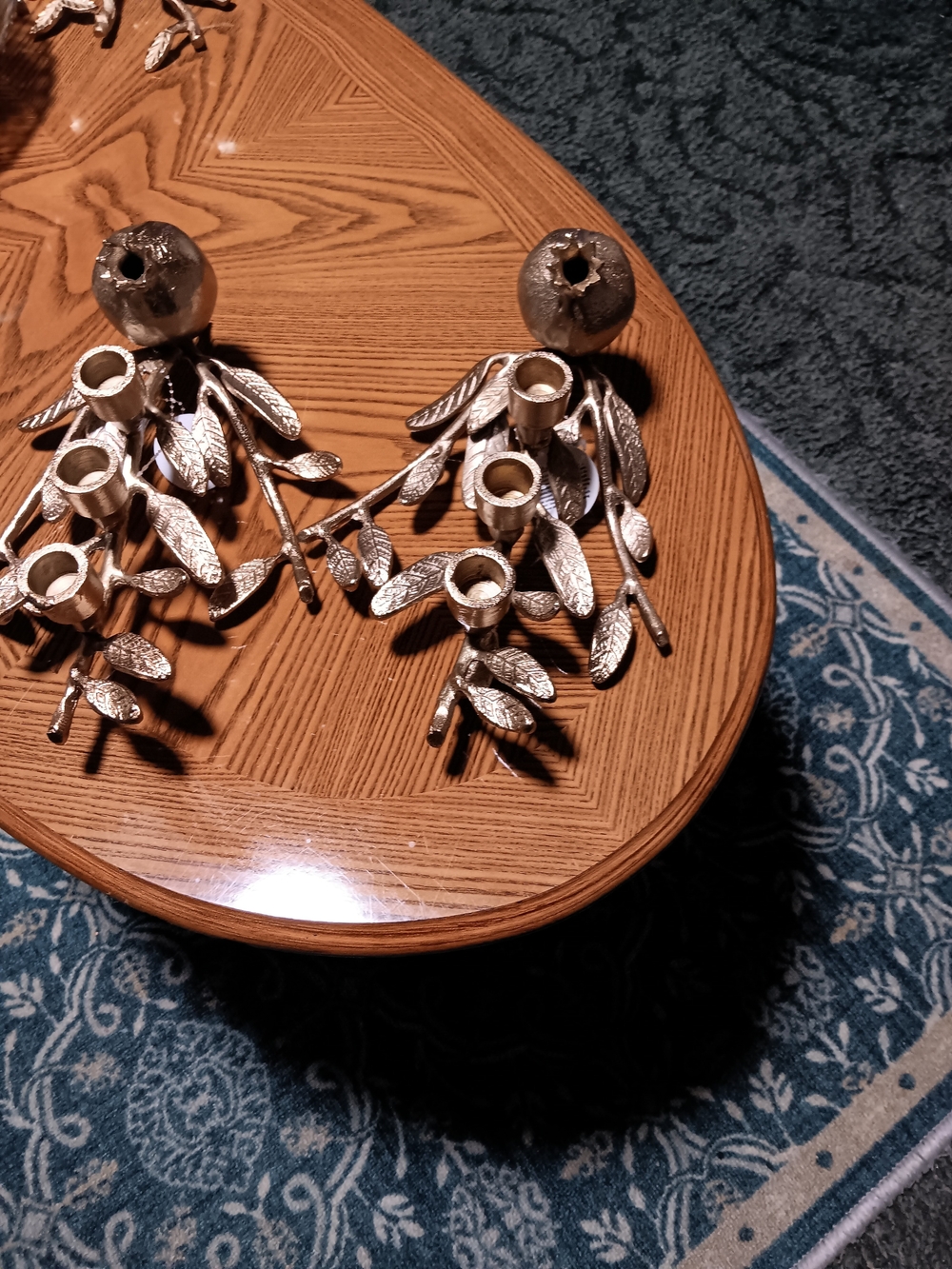 Gold Leaf Branch Candle Holders - Set of 2